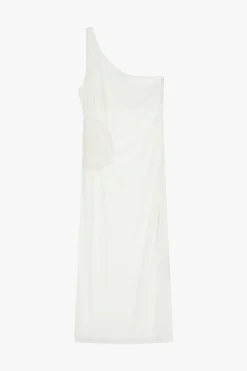 Abito midi con scollo asimmetrico