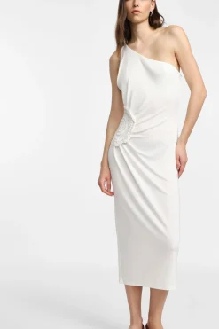 Abito midi con scollo asimmetrico