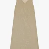 Abito midi smanicato scollo a v in maglina