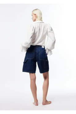 Bermuda denim con cuciture dettaglio