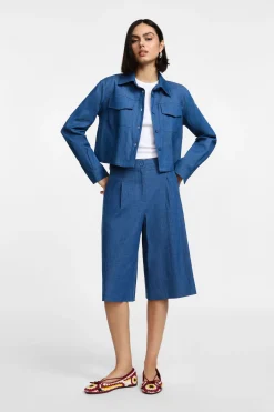 Bermuda effetto denim con pinces