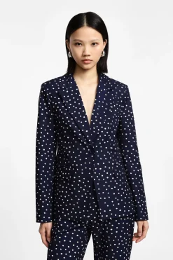 Blazer con bottoni singoli stampa pois