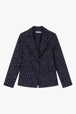 Blazer con bottoni singoli stampa pois