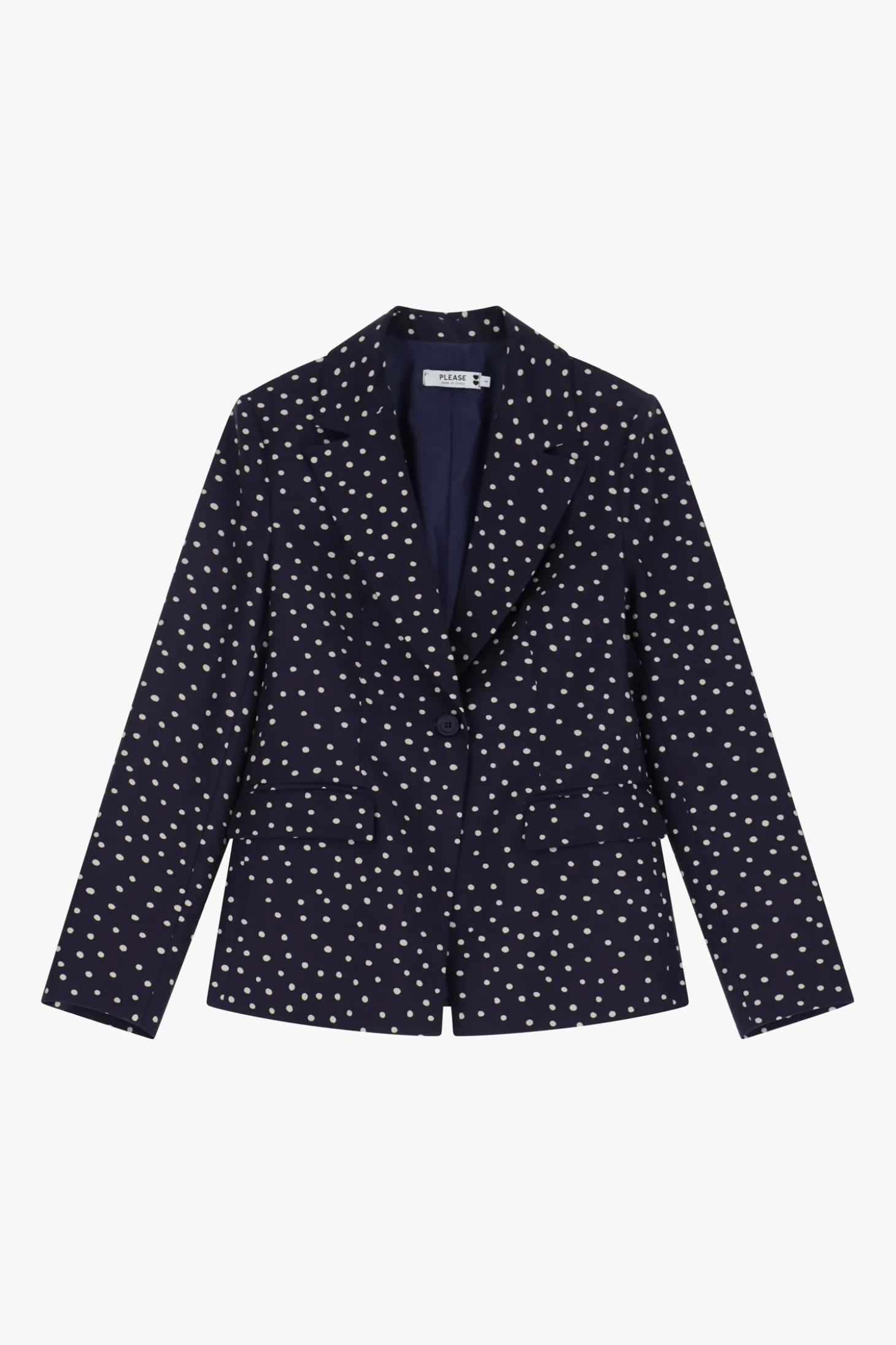 Blazer con bottoni singoli stampa pois