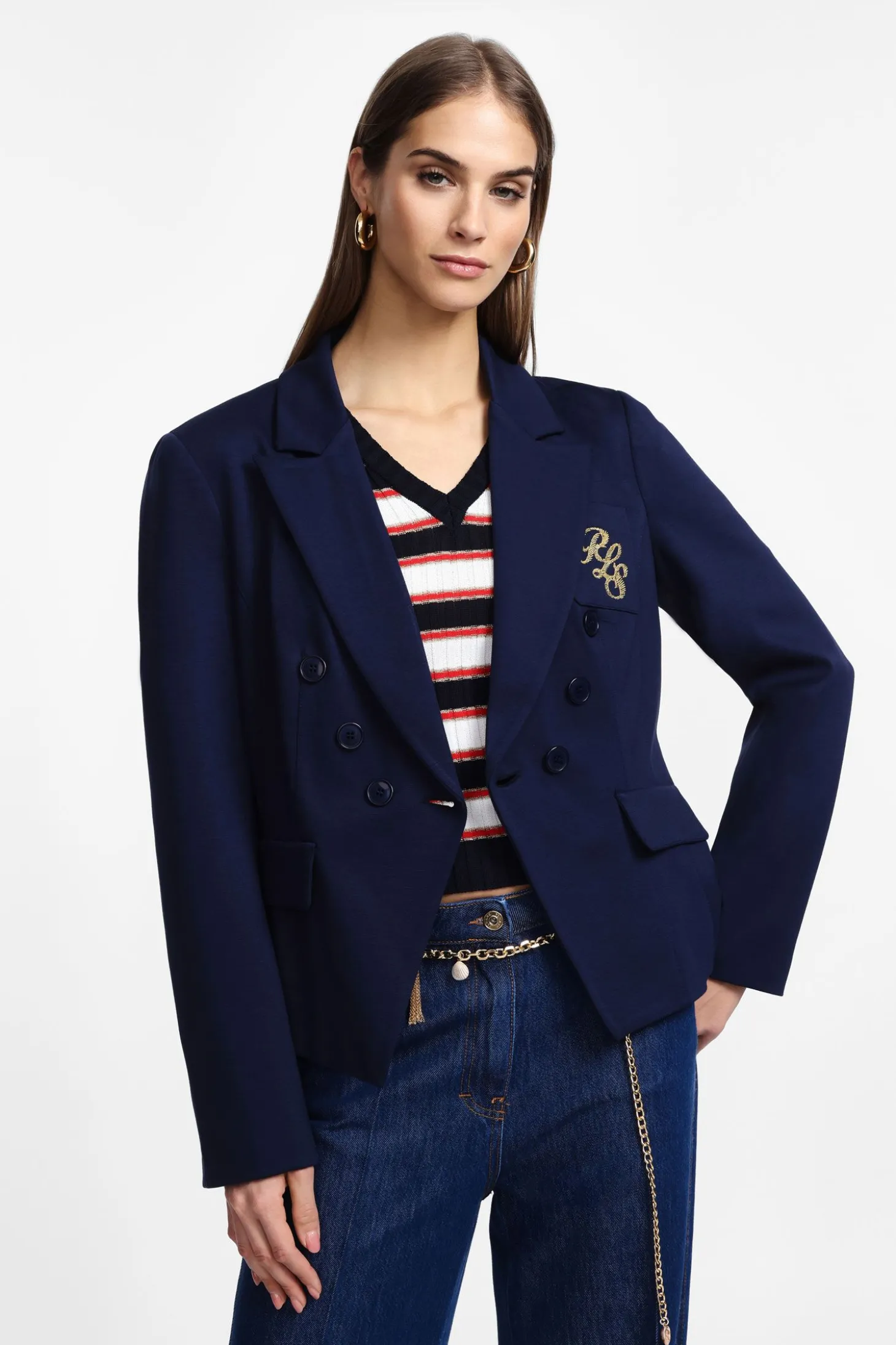 Blazer con doppia abbottonatura e ricamo