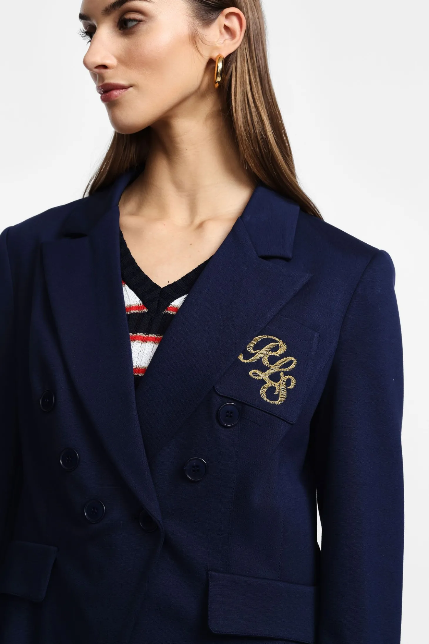 Blazer con doppia abbottonatura e ricamo