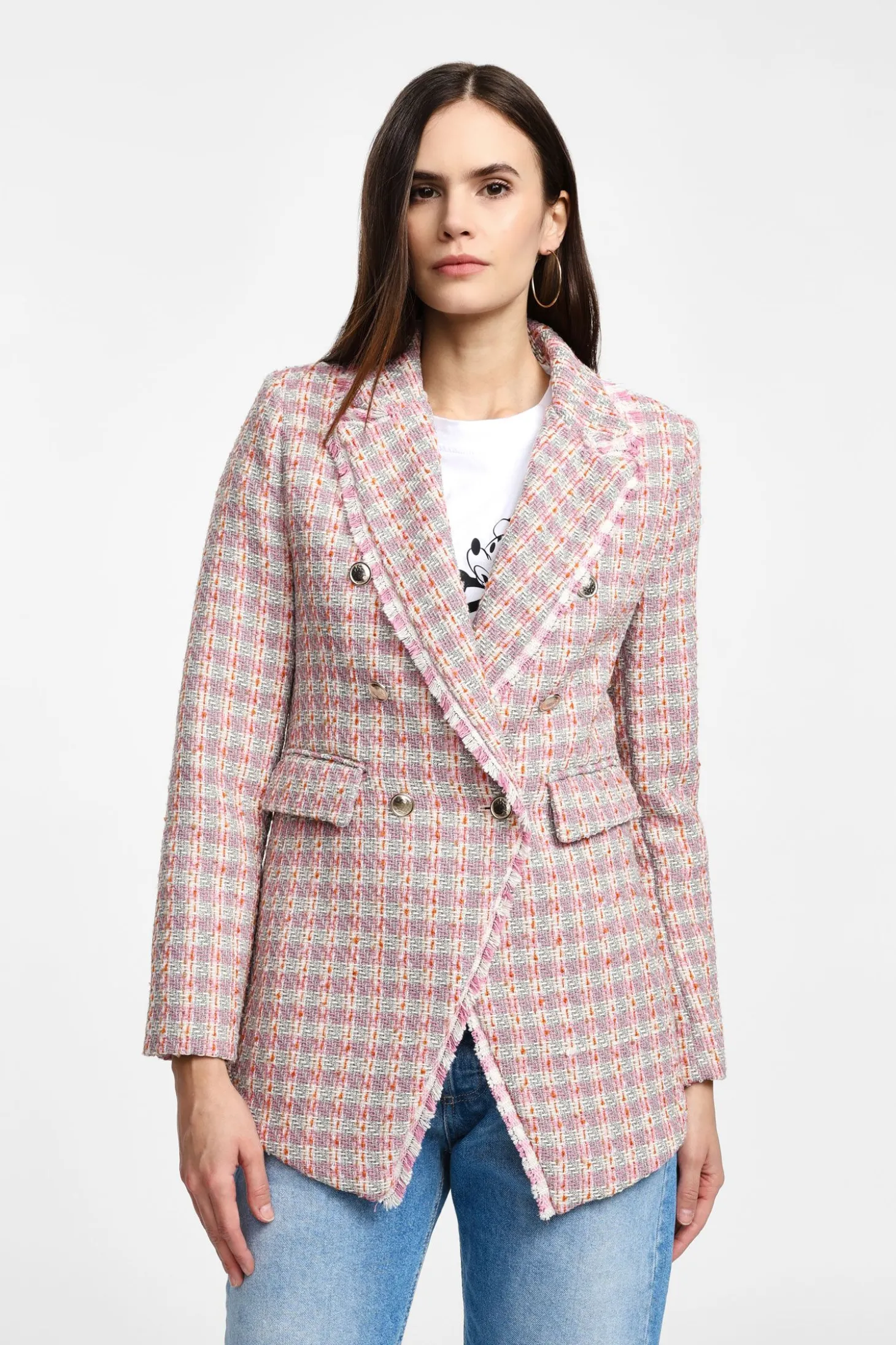 Blazer doppio petto effetto tweed