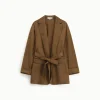 Blazer effetto suede con cintura tono su tono
