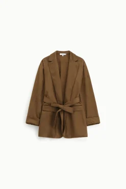 Blazer effetto suede con cintura tono su tono