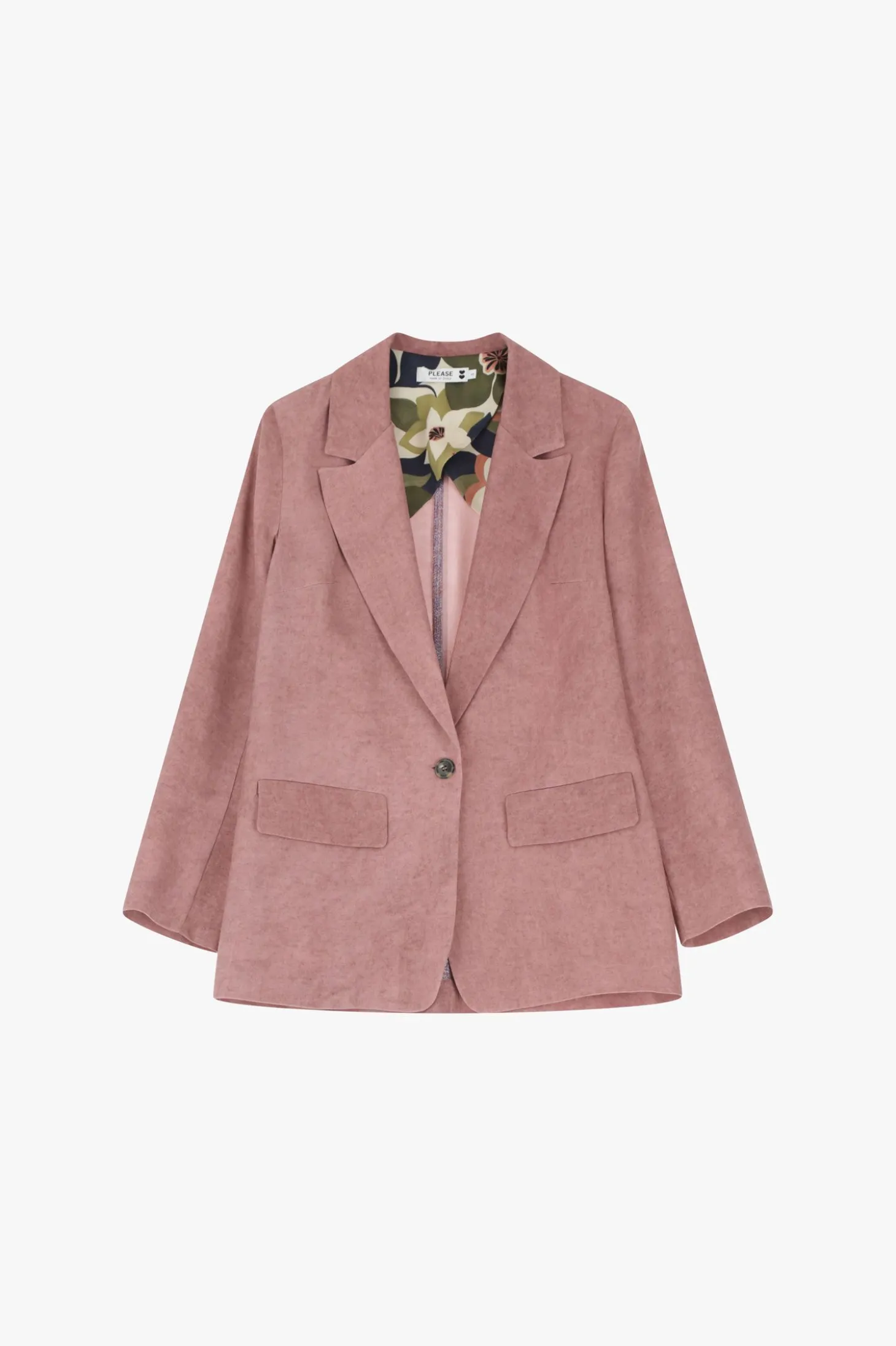 Blazer effetto suede con bottone frontale