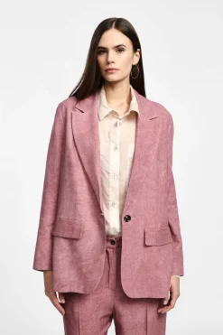 Blazer effetto suede con bottone frontale