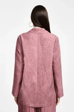 Blazer effetto suede con bottone frontale
