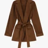 Blazer effetto suede senza chiusura con cintura