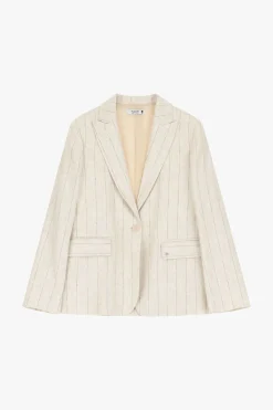 Blazer gessato con bottone singolo
