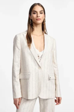 Blazer gessato con bottone singolo
