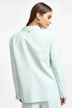 Blazer gessato monopetto con tasche