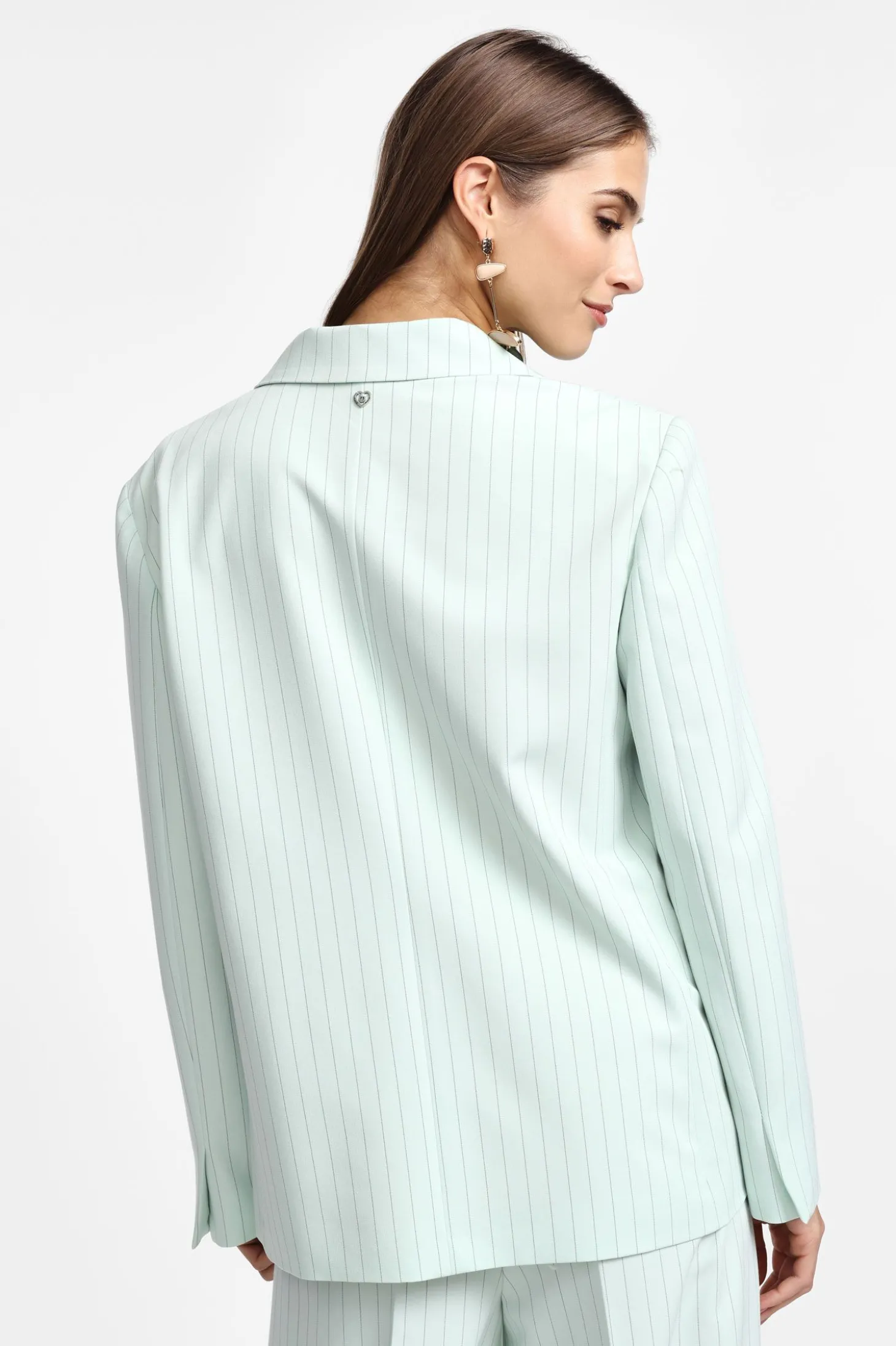 Blazer gessato monopetto con tasche
