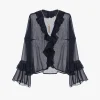 Blusa con maniche lunghe e volant