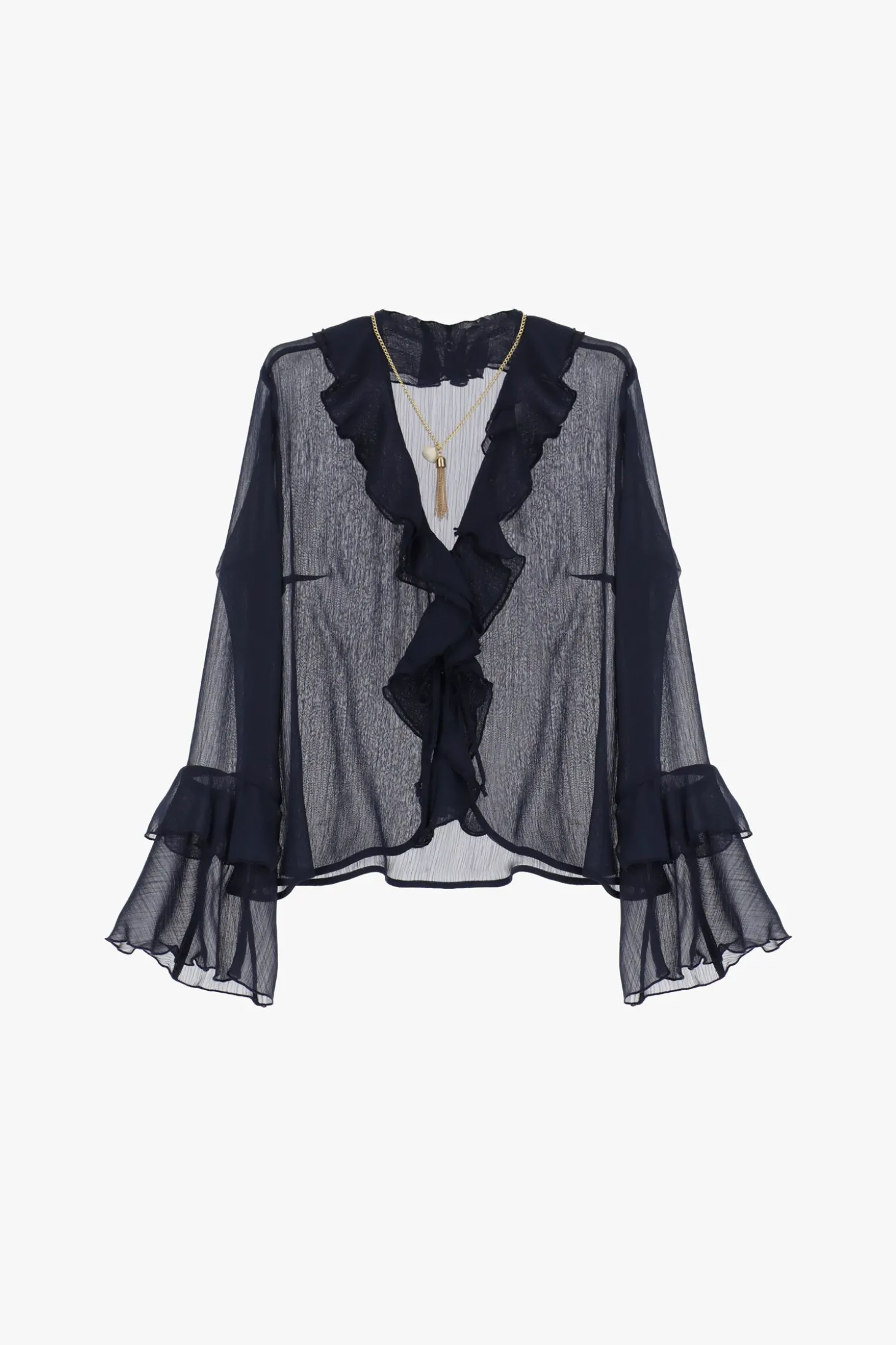 Blusa con maniche lunghe e volant