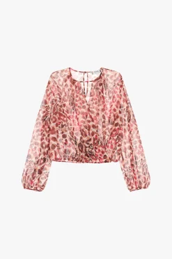 Bluse stampa animalier con maniche lunghe