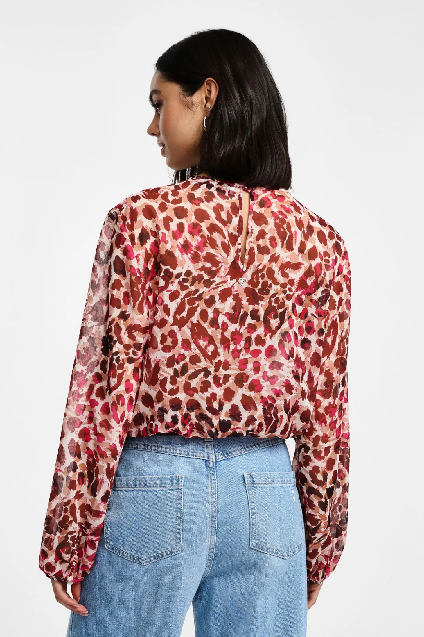 Bluse stampa animalier con maniche lunghe