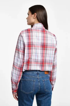Camicia a quadri maniche lunghe con fiocco