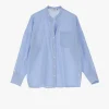 Camicia a righe con collo coreano