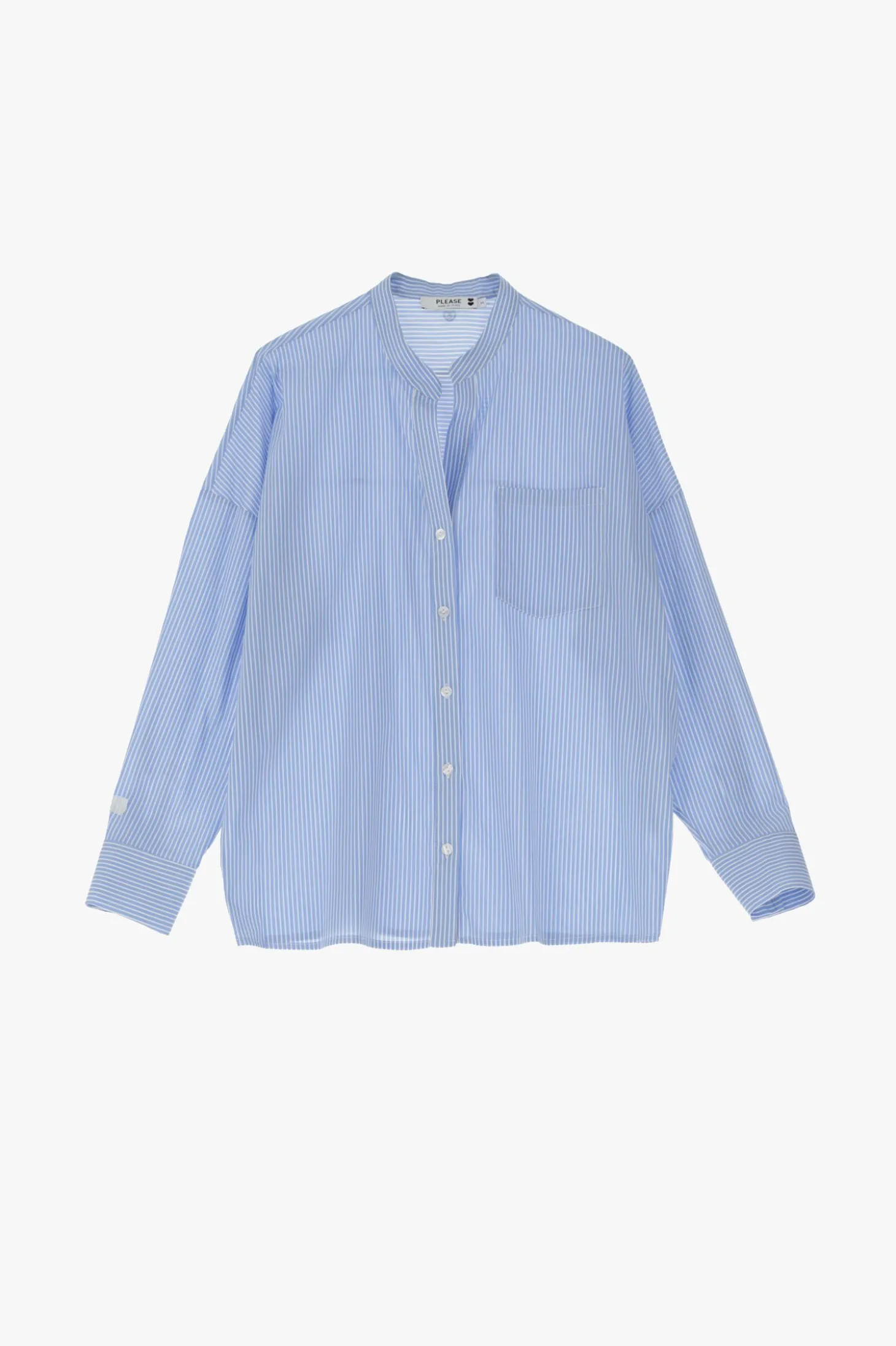 Camicia a righe con collo coreano