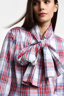 Camicia a righe con maniche lunghe e fiocco