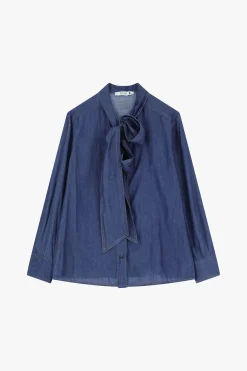 Camicia con maniche lunghe e fiocco