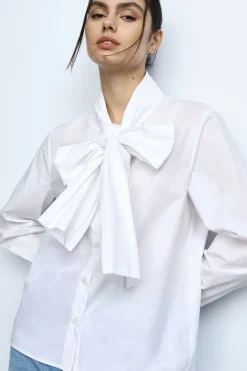 Camicia con maniche lunghe e fiocco