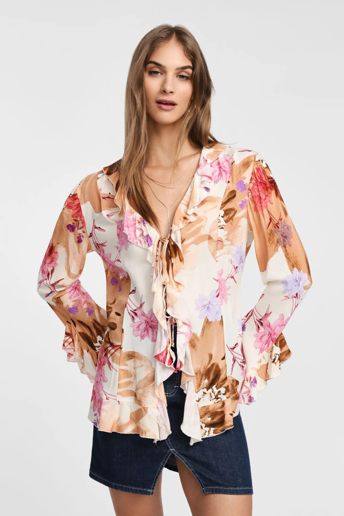 Camicia con stampa e maniche lunghe