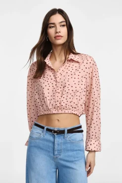 Camicia corta a pois con colletto