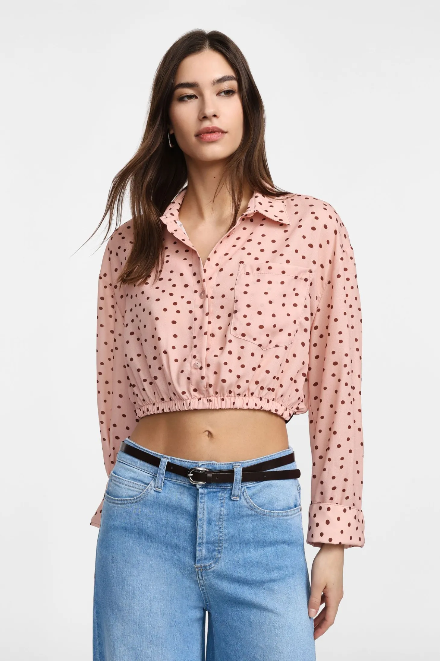 Camicia corta a pois con colletto