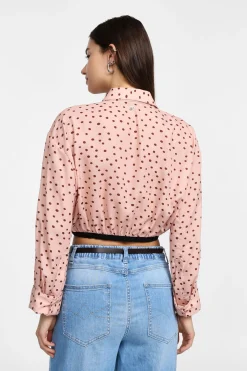 Camicia corta a pois con colletto