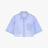 Camicia corta a righe combinate con tasca