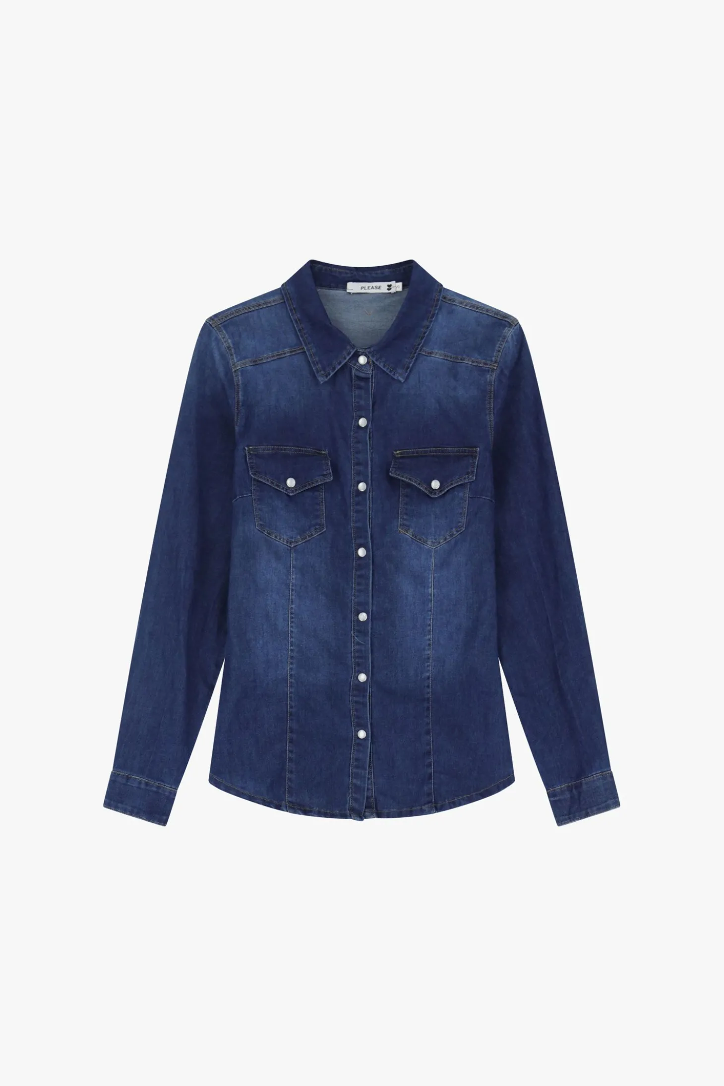 Camicia denim con tasche e bottoni
