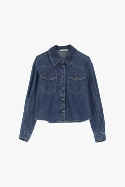 Camicia di jeans con colletto classico e bottoni