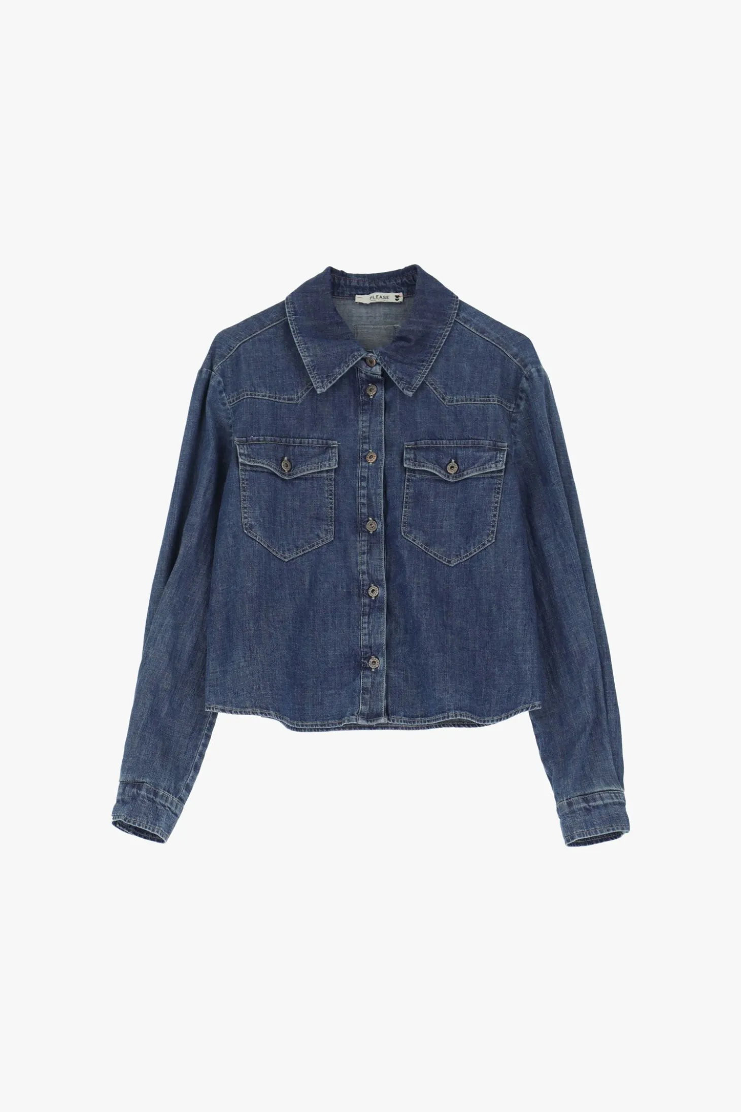 Camicia di jeans con colletto classico e bottoni