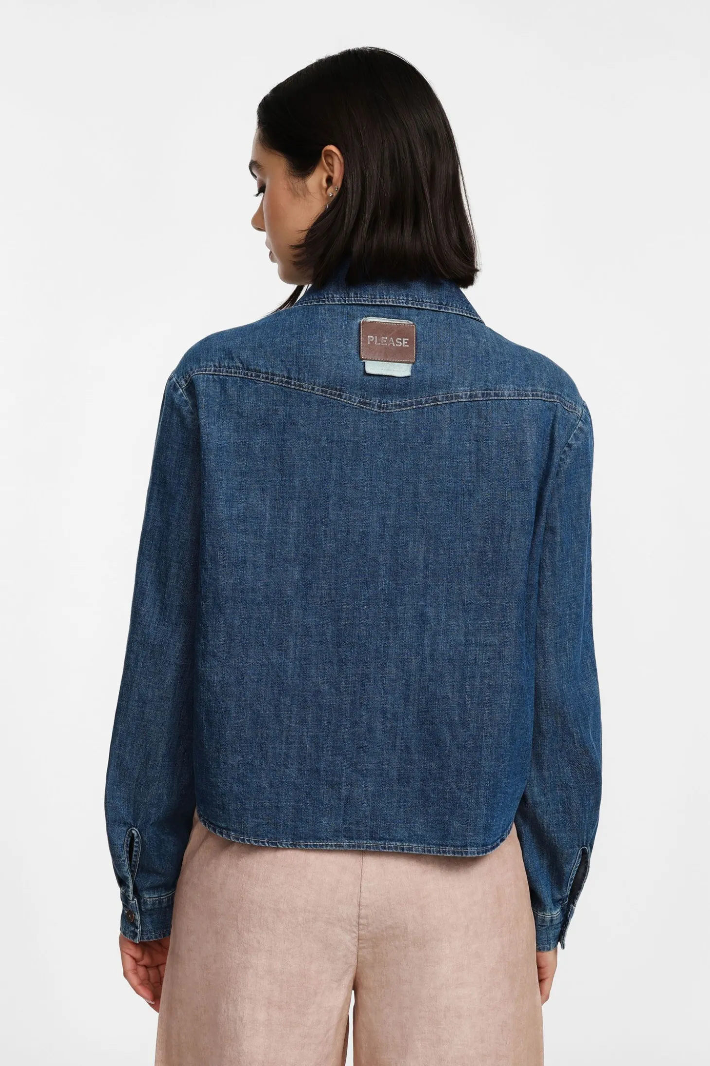 Camicia di jeans con colletto classico e bottoni