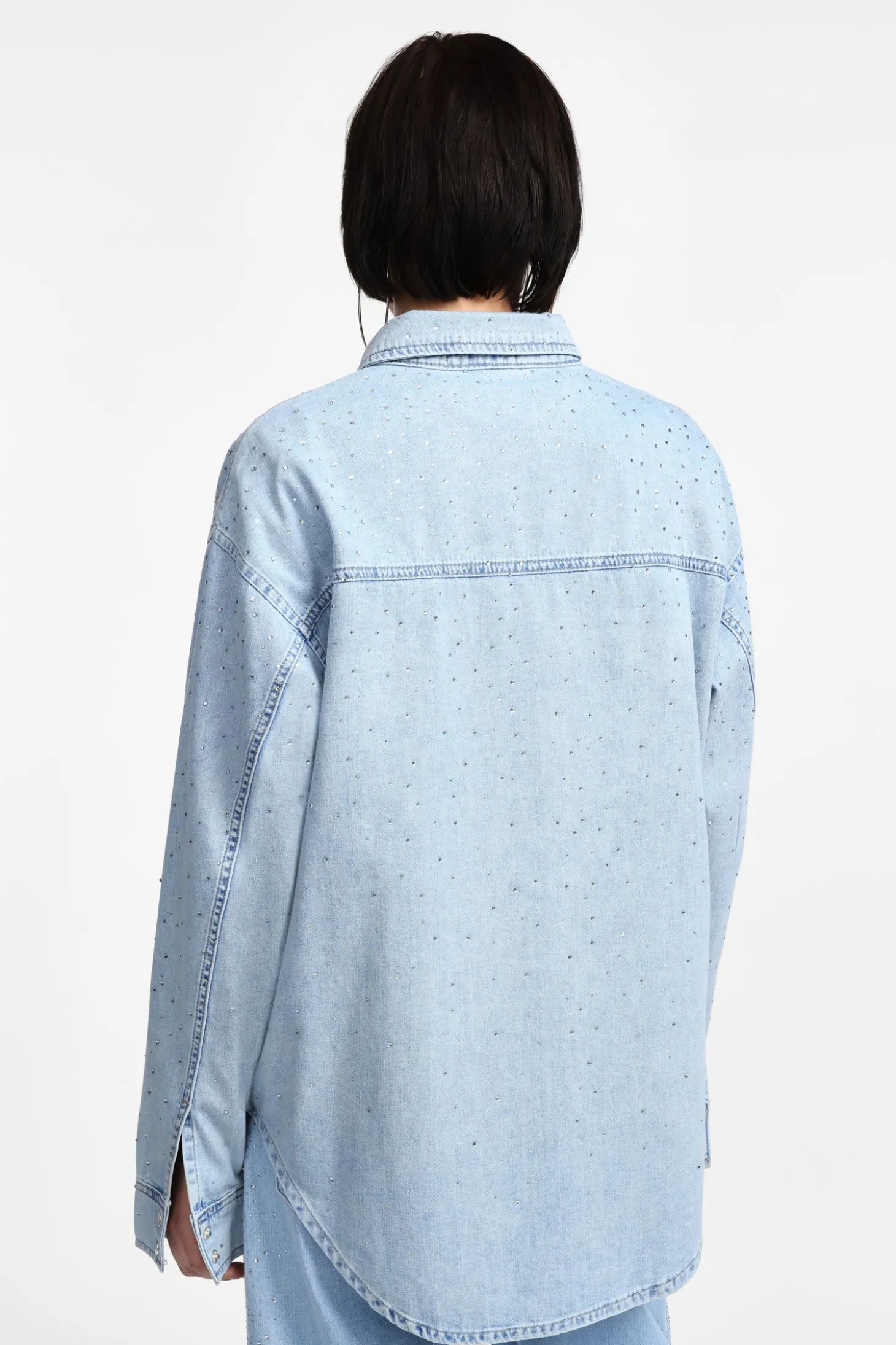 Camicia di jeans con strass e tasche