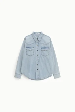 Camicia di jeans con strass e tasche