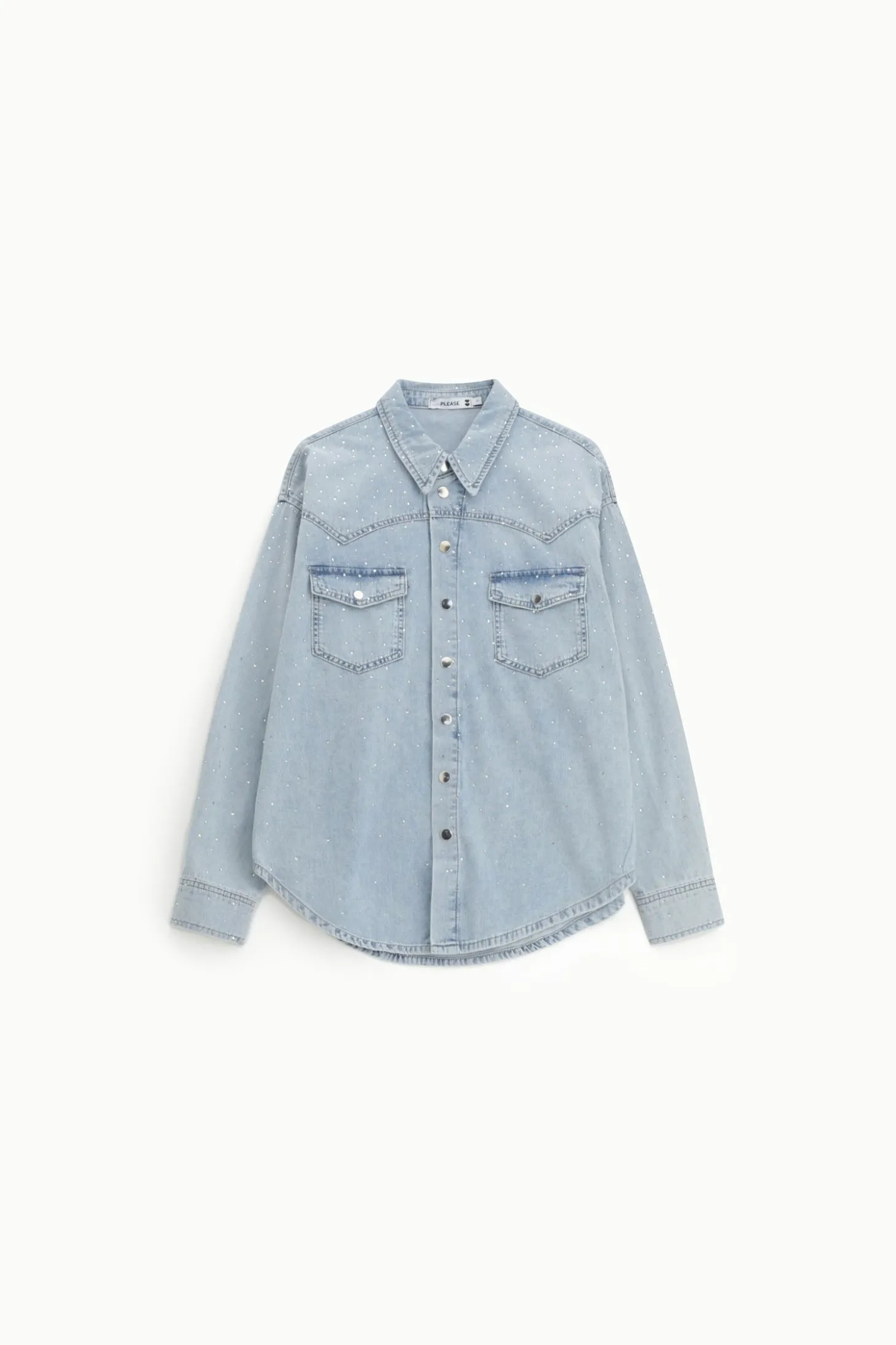Camicia di jeans con strass e tasche