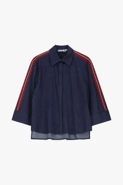 Camicia in denim con bande laterali