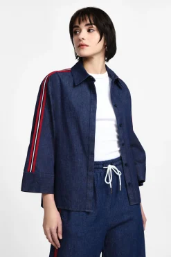Camicia in denim con bande laterali