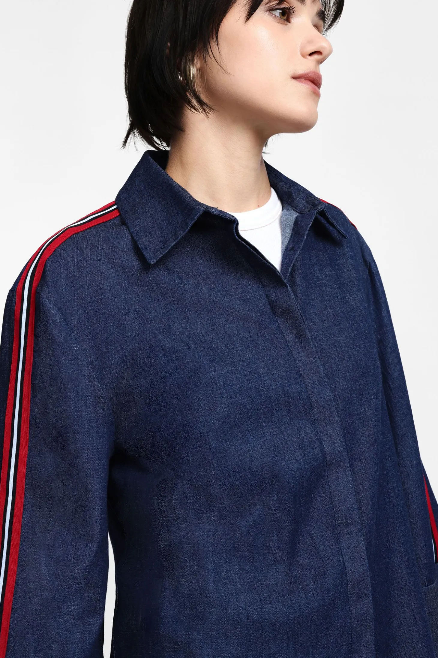 Camicia in denim con bande laterali