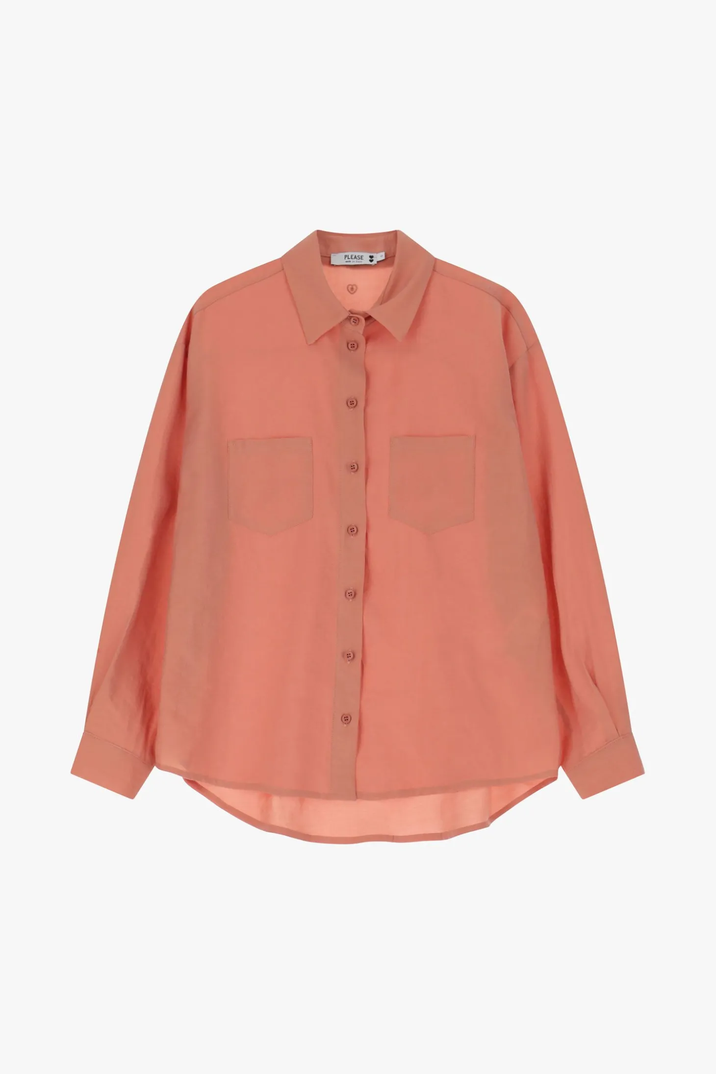 Camicia monocolour con colletto classico e taschini applicati