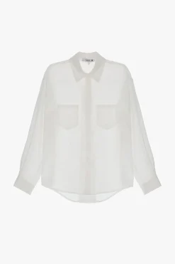 Camicia monocolour con colletto classico e taschini applicati