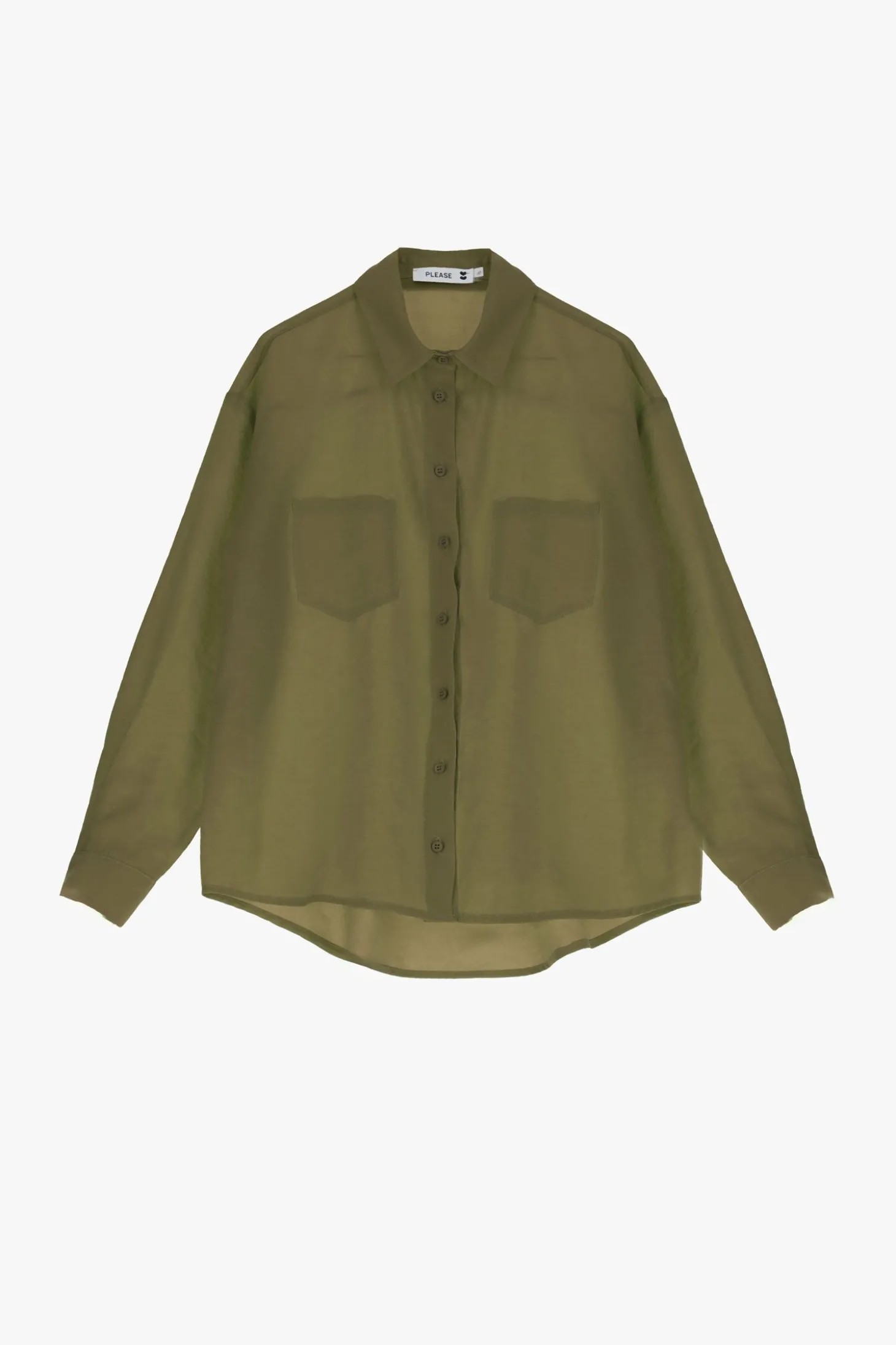 Camicia monocolour con colletto classico e taschini applicati