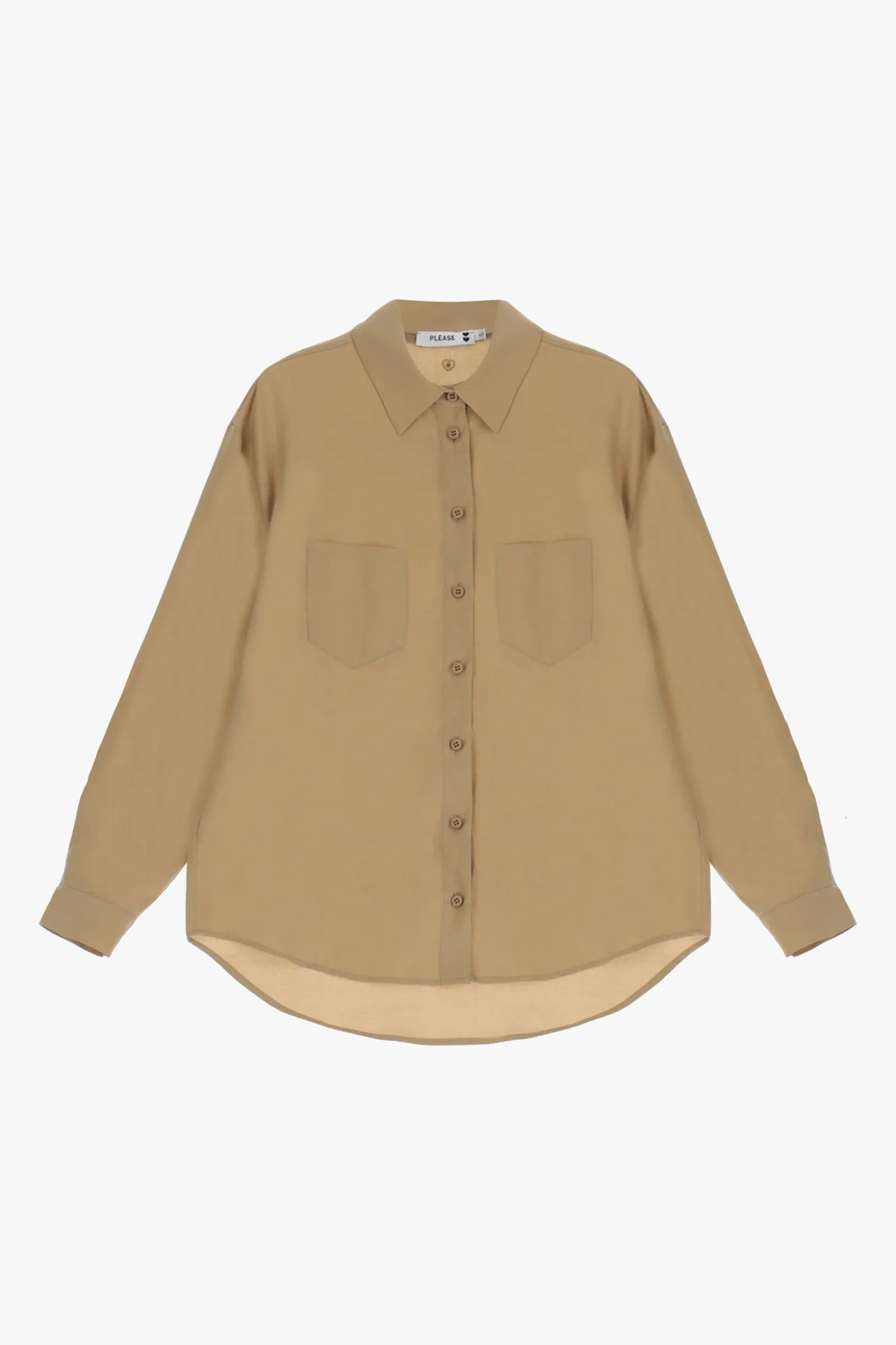Camicia monocolour con colletto classico e taschini applicati